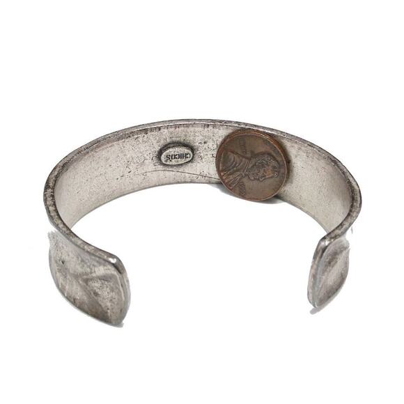 Chico's Silver Plated Textured Cuff Bracelet, Unpolished, 5 7/8 Inches - Picture 6 of 8